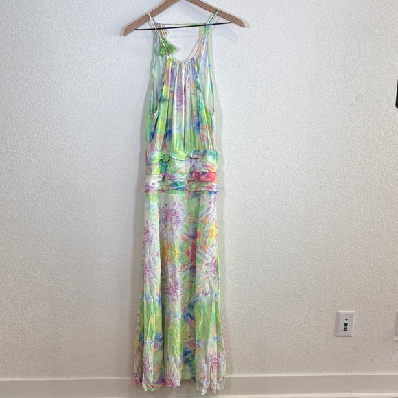 Farm Rio Brazil Tie Dye Ruffle Colorful Maxi Dress Medium Rare - Picture 1 of 5